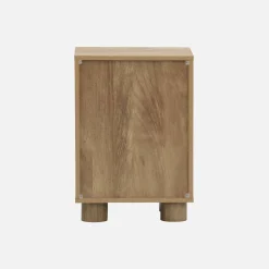 Mesa de cabeceira efeito madeira mel de 1 porta, conjunto de 2