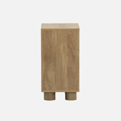 Mesa de cabeceira efeito madeira mel de 1 porta, conjunto de 2