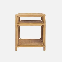 Mesa de cabeceira em vime com 1 prateleira