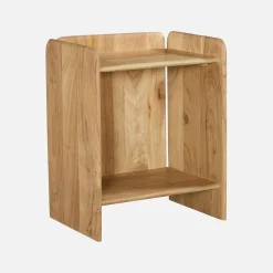 Mesa de cabeceira exótica em madeira de acácia com 2 tampos, set de 2