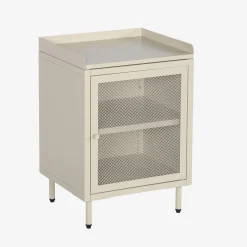 Mesa de cabeceira industrial em metal com 1 porta