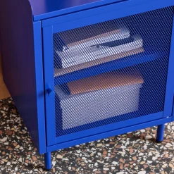 Mesa de cabeceira industrial em metal com 1 porta, set de 2