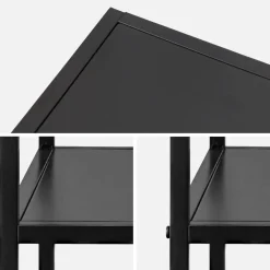 Mesa de cabeceira metálica com prateleira, set de 2