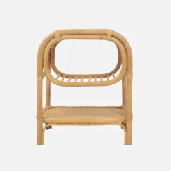 Mesa de cabeceira rotim natural curvado, 1 prateleira