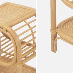 Mesa de cabeceira rotim natural curvado, 1 prateleira