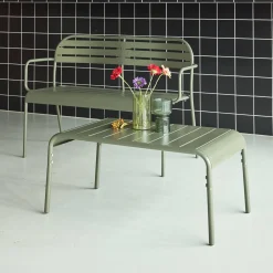Mesa de centro de jardim bistrô quadrada em aço, 90cm