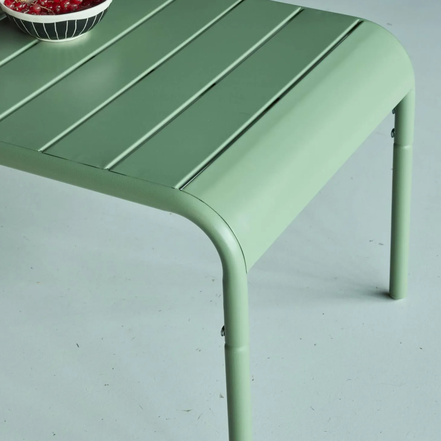 Mesa de centro de jardim bistrô quadrada em aço, 90cm