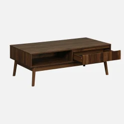 Mesa de centro escandinava com efeito madeira, 2 nichos