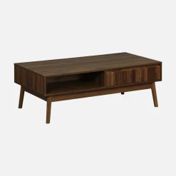 Mesa de centro escandinava com efeito madeira, 2 nichos