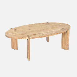 Mesa de centro oval em madeira de manga maciça