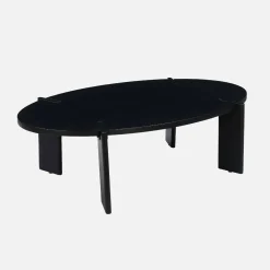 Mesa de centro oval em madeira de manga maciça