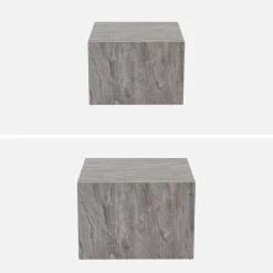Mesa de centro quadrada com efeito mármore, set de 2
