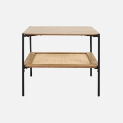 Mesa de centro quadrada com efeito de madeira