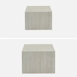 Mesa de centro quadrada com efeito mármore, set de 2