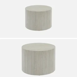 Mesa de centro redonda com efeito mármore, set de 2