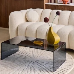 Mesa de centro retangular de cristal temperado