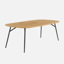 Mesa de centro retangular efeito carvalho pés de metal preto