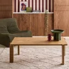 Mesa de centro vintage em madeira com tampo espinha, 120cm