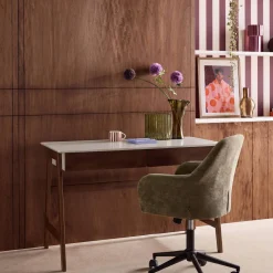 Mesa de escritório decorada em madeira com 2 gavetas, 120cm