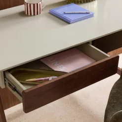 Mesa de escritório decorada em madeira com 2 gavetas, 120cm