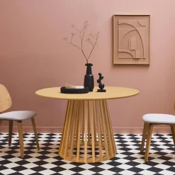 Mesa de jantar com base em madeira de abeto, 4 lugares