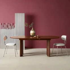 Mesa de jantar oblonga extensível madeira de 6-8 lugares