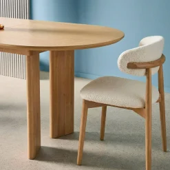 Mesa de jantar oblonga extensível madeira de 6-8 lugares