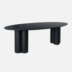 Mesa de jantar oval de madeira e folheado de carvalho para 8 lugares
