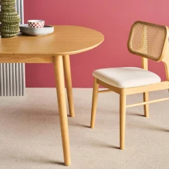Mesa de jantar oval extensível madeira de 4-6 lugares