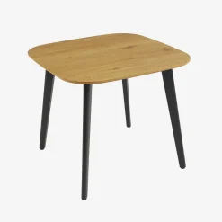 Mesa de jantar quadrada efeito madeira com pés de metal para 4 lugares