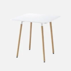 Mesa de jantar quadrada escandinava em madeira para 2 lugares