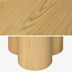 Mesa de jantar redonda, madeira e folheado de carvalho, 4 lugares