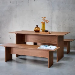 Mesa de jantar retangular com efeito de madeira, 4-6 lugares
