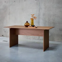Mesa de jantar retangular com efeito de madeira, 4-6 lugares