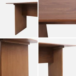Mesa de jantar retangular com efeito de madeira, 4-6 lugares