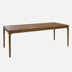 Mesa de jantar retangular de madeira de seringueira e folheado de freixo para 8 lugares