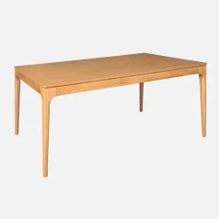 Mesa de jantar retangular de madeira de seringueira e folheado de freixo para 8 lugares