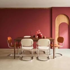 Mesa de jantar retangular extensível em madeira para 6-8 lugares