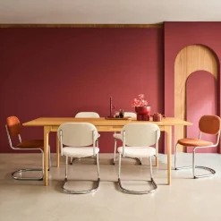 Mesa de jantar retangular extensível em madeira para 6-8 lugares