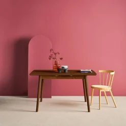 Mesa de jantar retangular extensível em madeira, 4-6 lugares