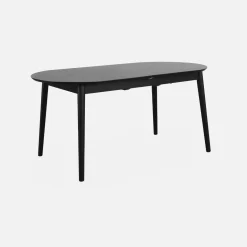 Mesa de jantar retangular extensível em madeira de seringueira e folheado de carvalho, 6 a 8 lugares
