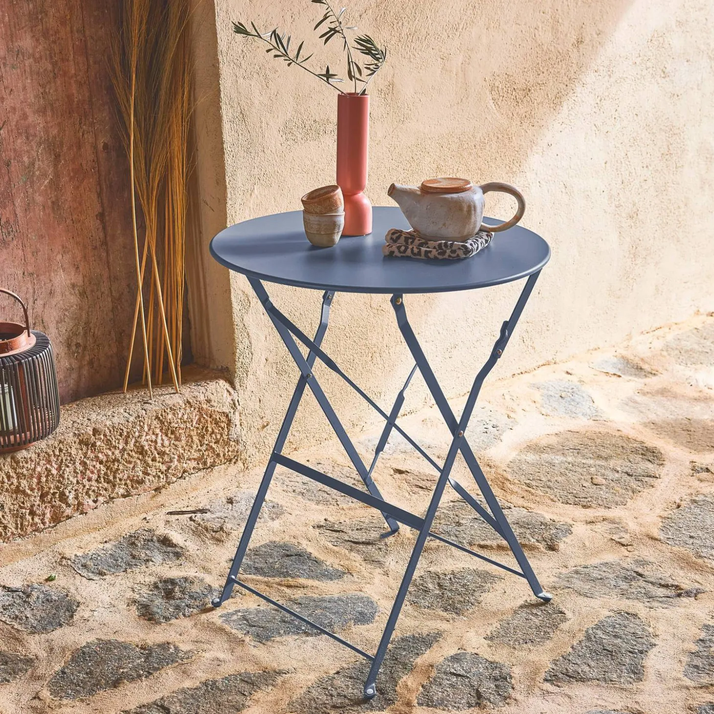 Mesa de jardim bistrô dobrável em aço, 2 lugares