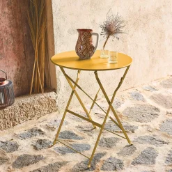 Mesa de jardim bistrô dobrável em aço, 2 lugares
