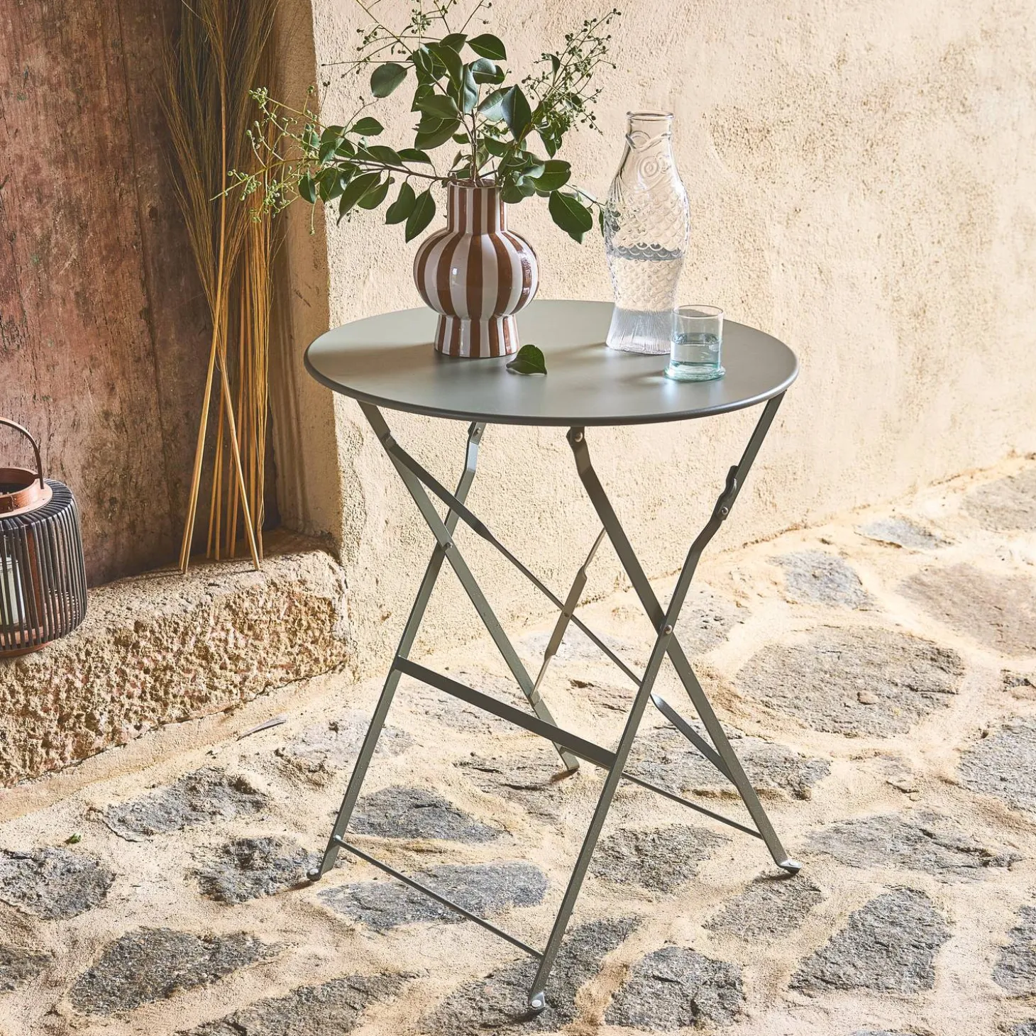 Mesa de jardim bistrô dobrável em aço, 2 lugares