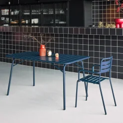 Mesa de jardim bistrô dobrável em aço, 6 lugares, 140cm