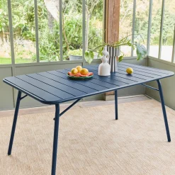 Mesa de jardim bistrô dobrável em aço, 6 lugares, 140cm
