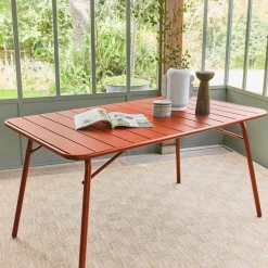Mesa de jardim bistrô dobrável em aço, 6 lugares, 140cm