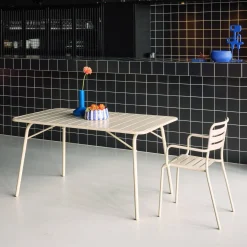 Mesa de jardim bistrô dobrável em aço, 6 lugares, 140cm