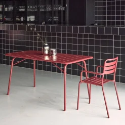 Mesa de jardim bistrô dobrável em aço, 6 lugares, 140cm