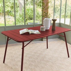 Mesa de jardim bistrô dobrável em aço, 6 lugares, 140cm